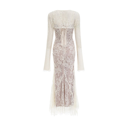 Valérie white floral lace mesh maxi dress