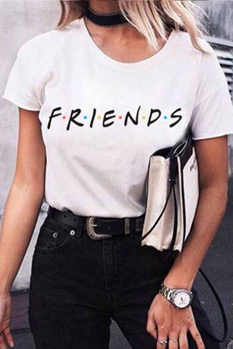 Omyke Letter Print Loose T-shirt