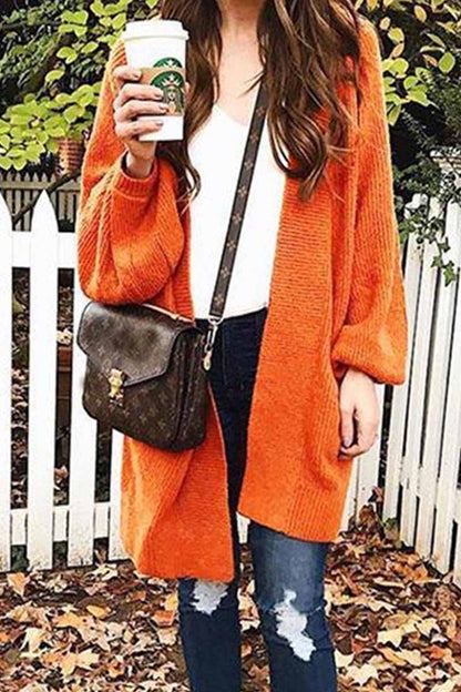 Omyke Loose Long Orange Cardigan