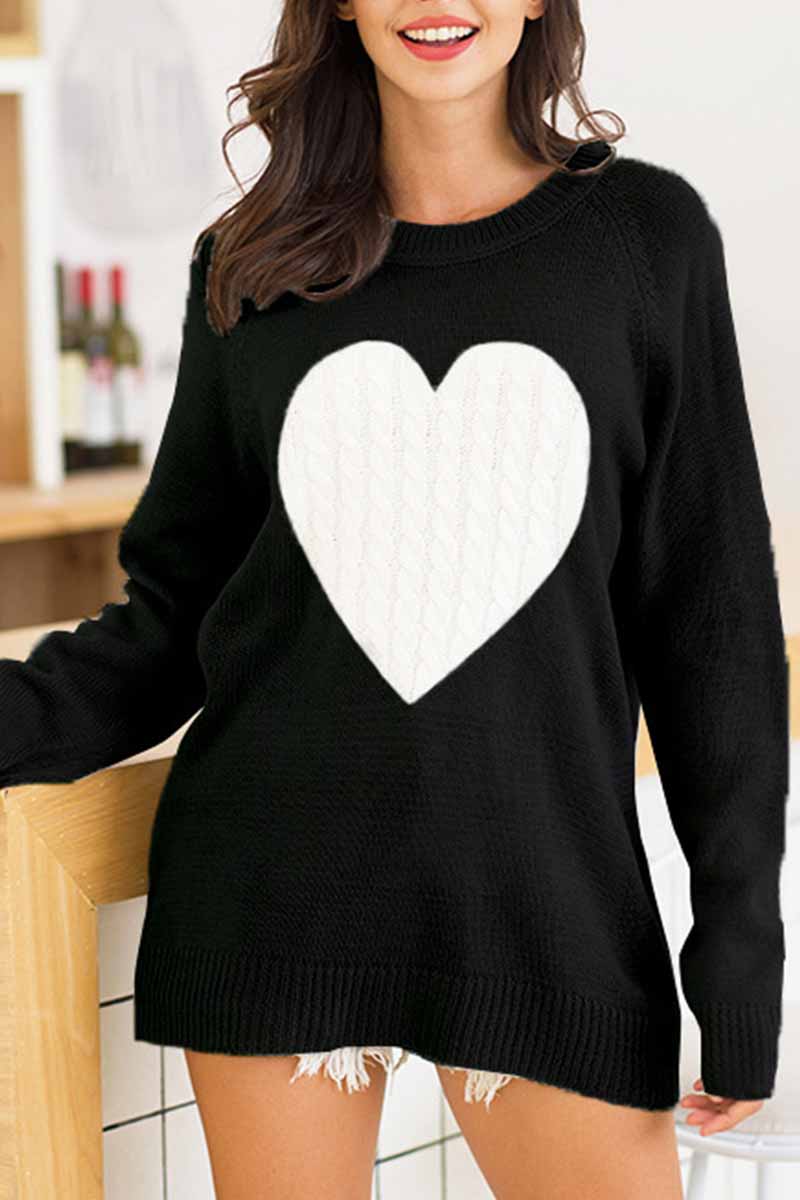 Omyke Loose Heart Shaped Sweater (3 Colors)