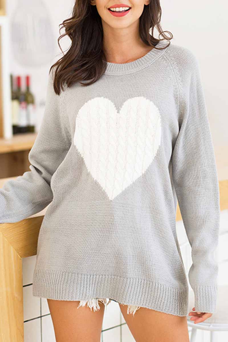 Omyke Loose Heart Shaped Sweater (3 Colors)