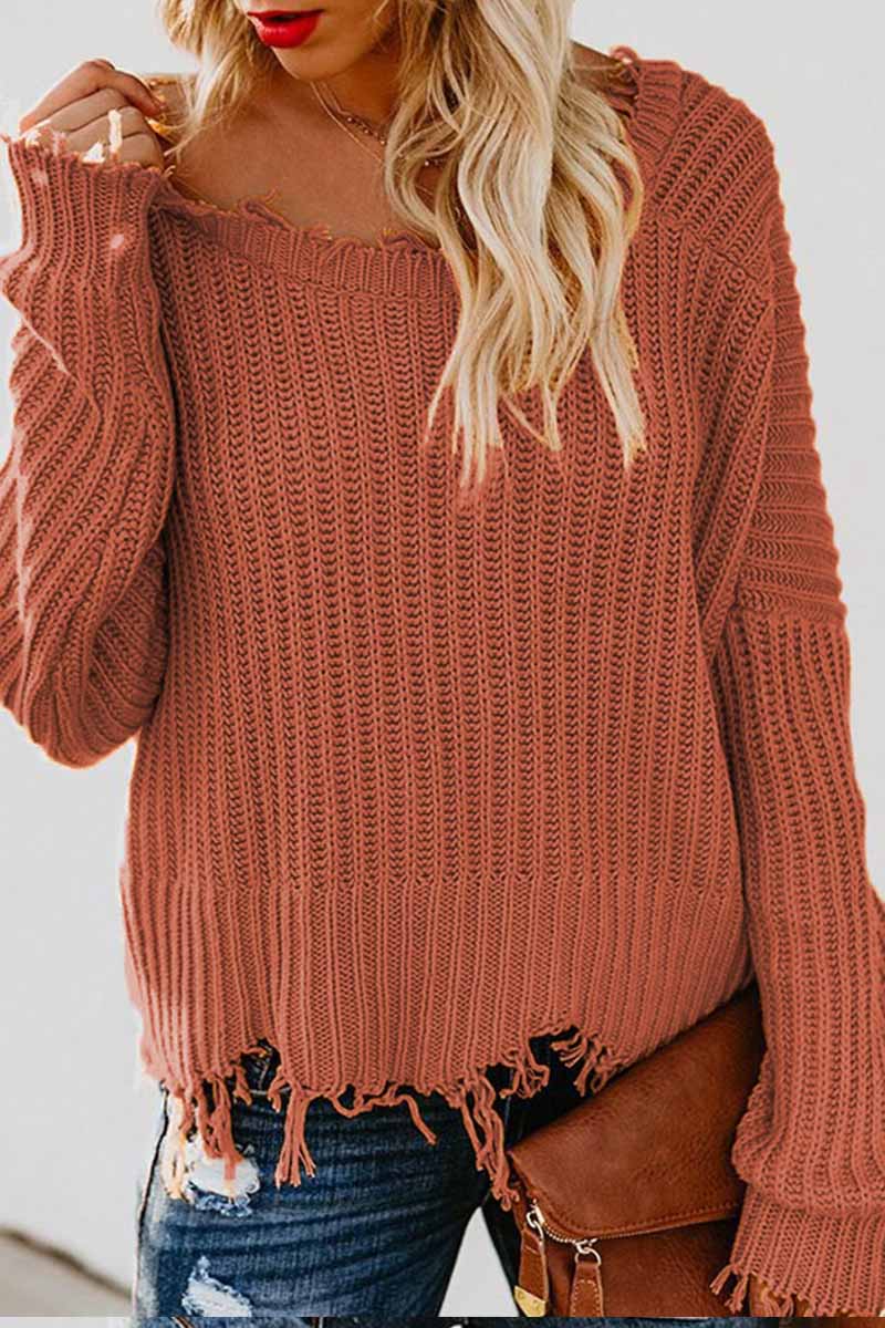 Florcoo V Neck Winter Knit Sweater 3 Colors(4 colors)