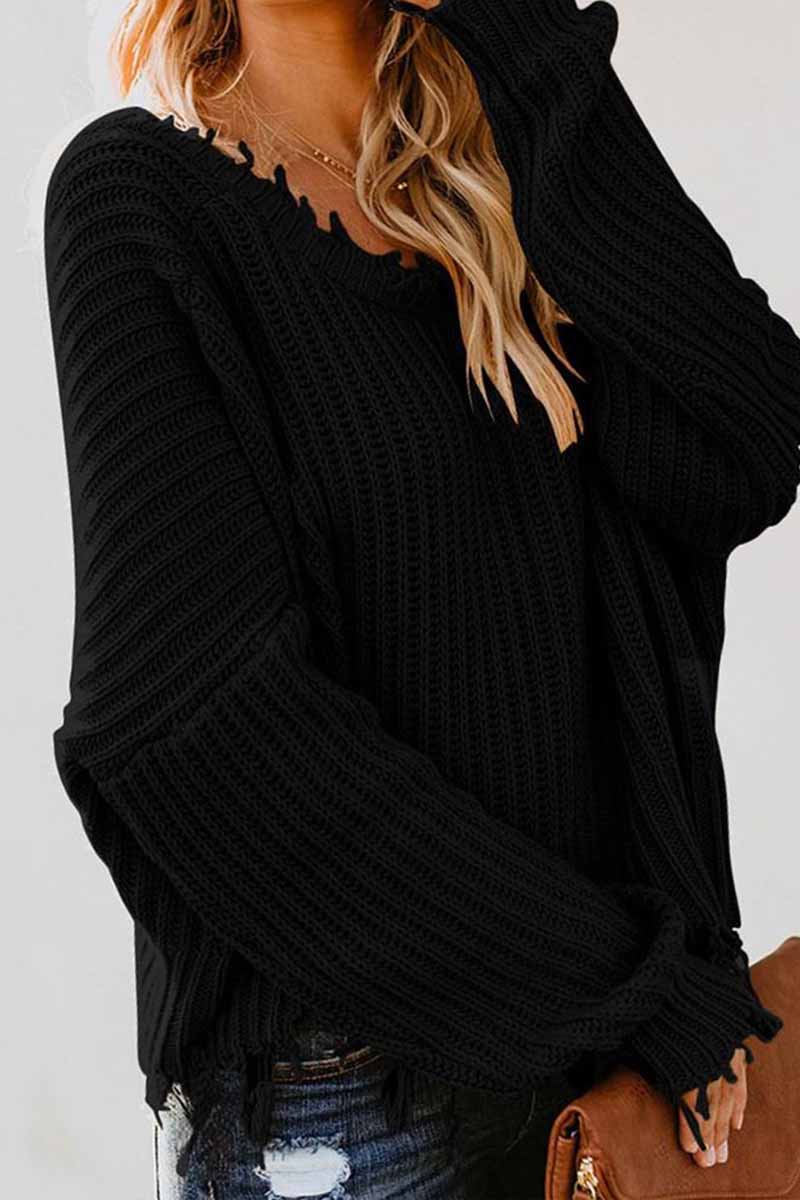 Florcoo V Neck Winter Knit Sweater 3 Colors(4 colors)