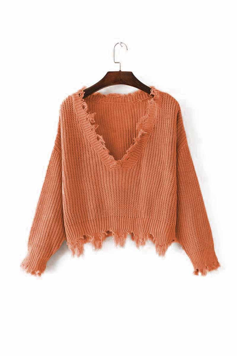 Florcoo V Neck Winter Knit Sweater 3 Colors(4 colors)