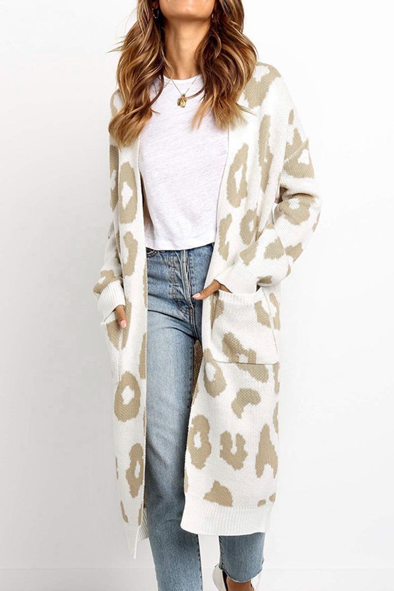 Omyke Leopard Print Sweet Comfy Cardigan Tops Sweater(3 Colors)