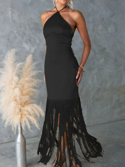 Fringe Halter Neck Dress