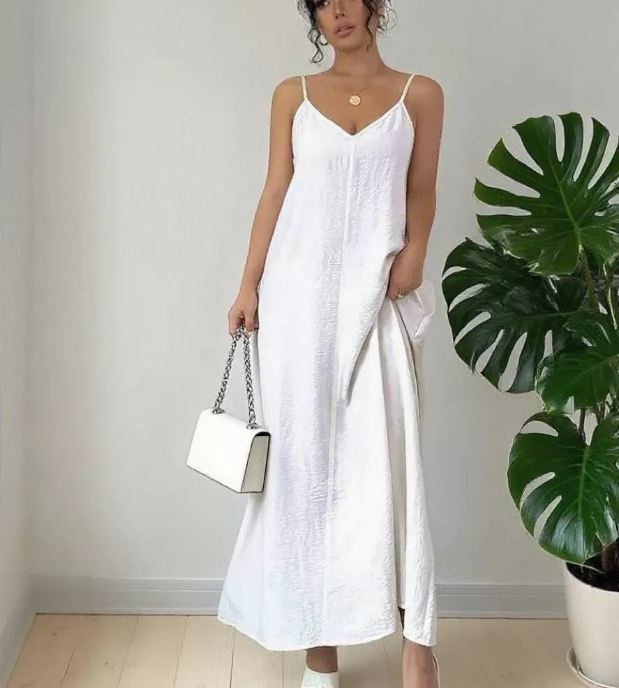 Spaghetti Straps V-Neck Dress