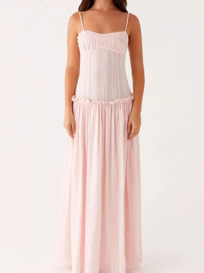 Frill Spaghetti Strap Maxi Dress