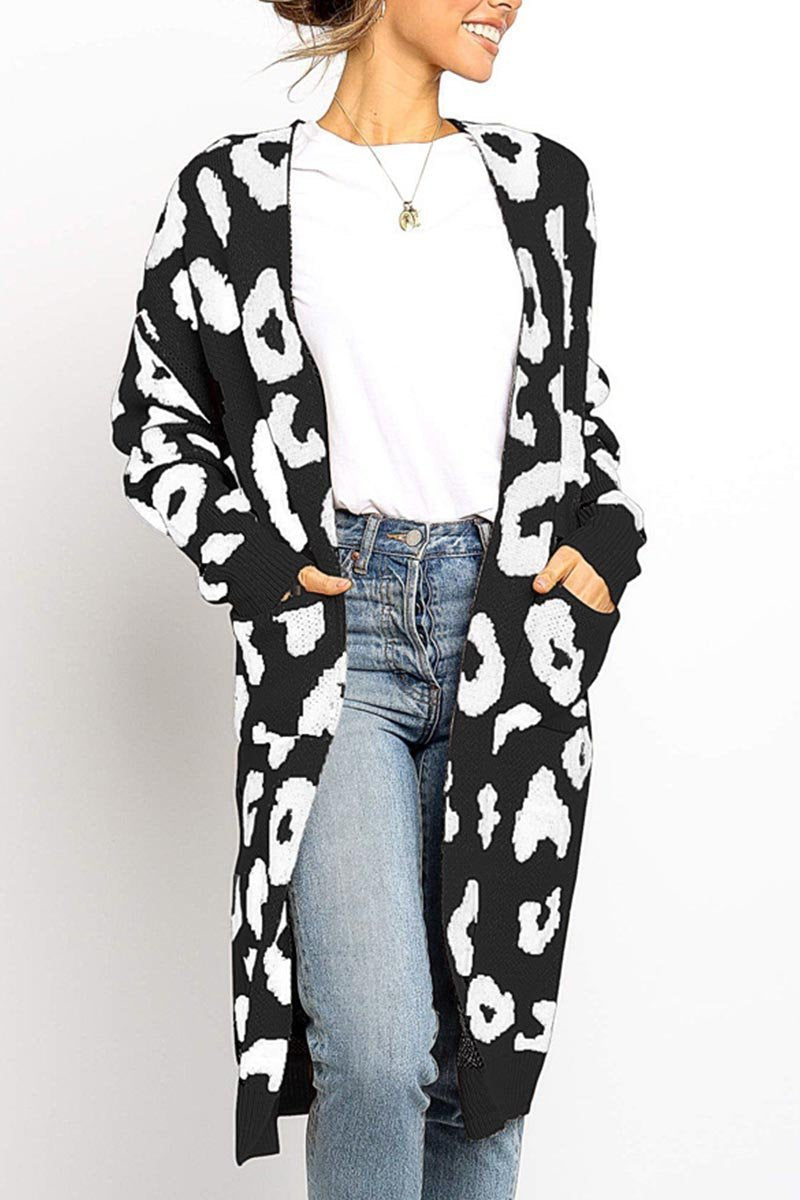 Omyke Leopard Print Sweet Comfy Cardigan Tops Sweater(3 Colors)