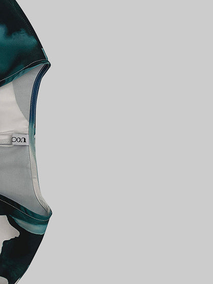 Batwing Sleeves Loose Printed Tied Waist V-Neck Evening Dresses Maxi Dresses