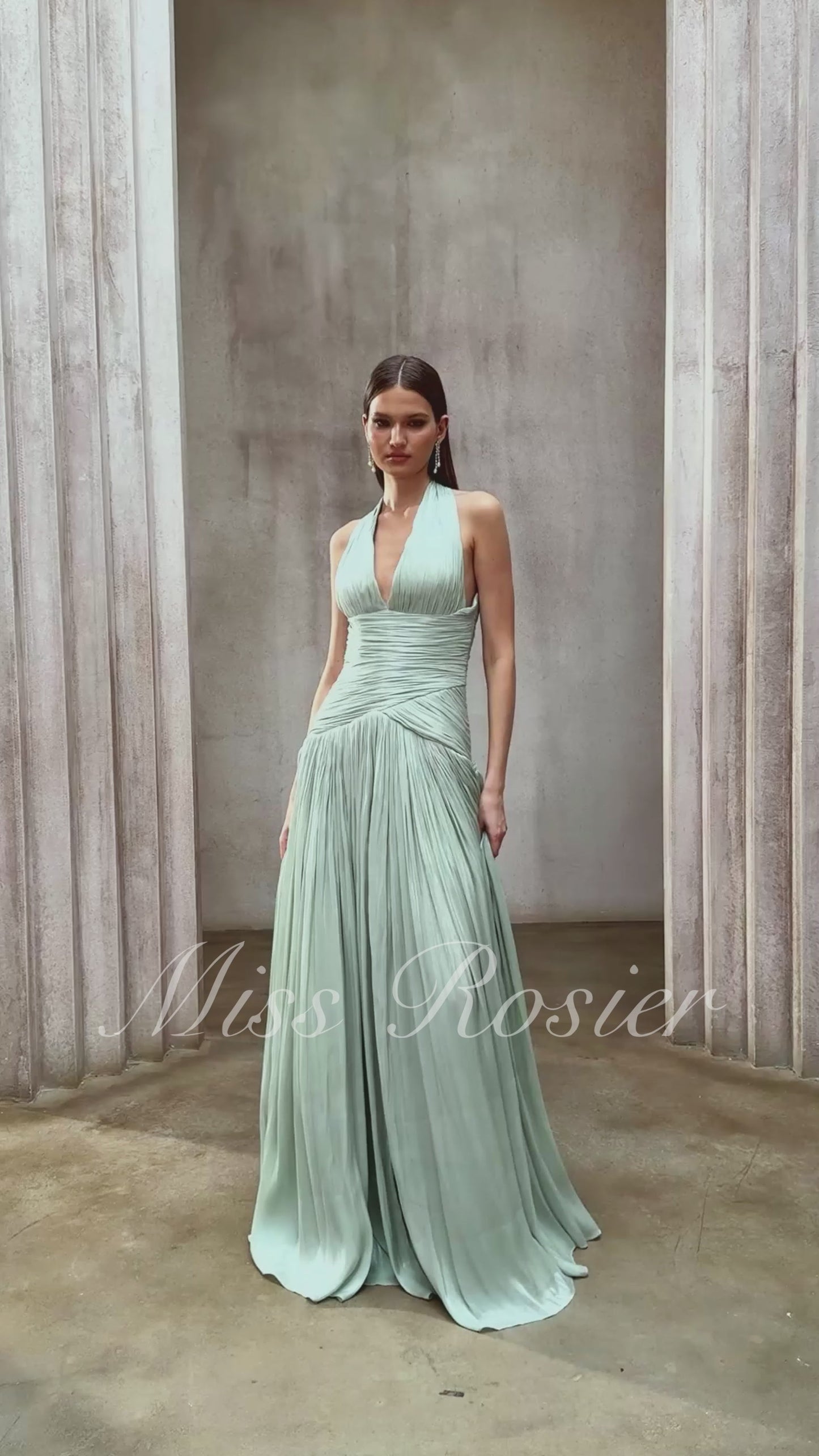 Uranie Mint Green Gathered Maxi Dress