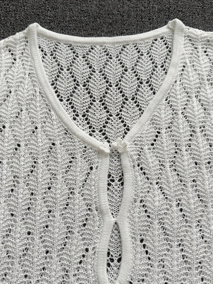 Openwork Long Sleeve Knit Dress