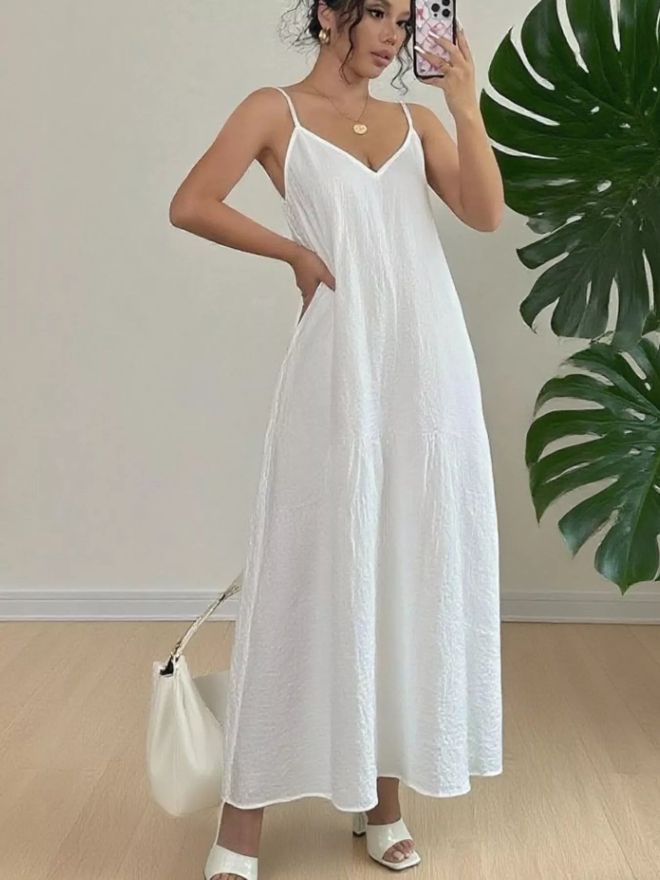 Spaghetti Straps V-Neck Dress