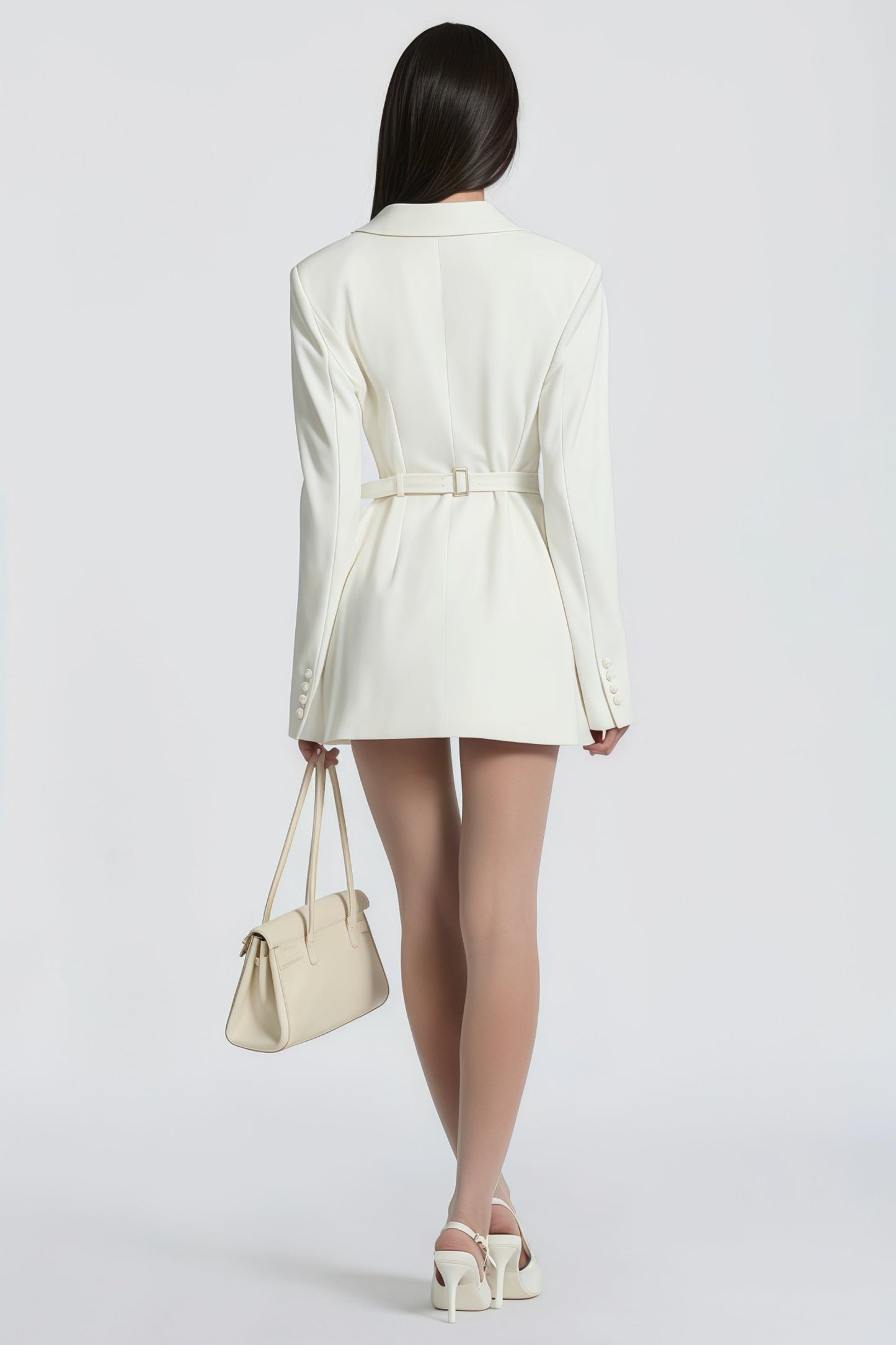 Osanne White Double Breasted Blazer Mini Dress
