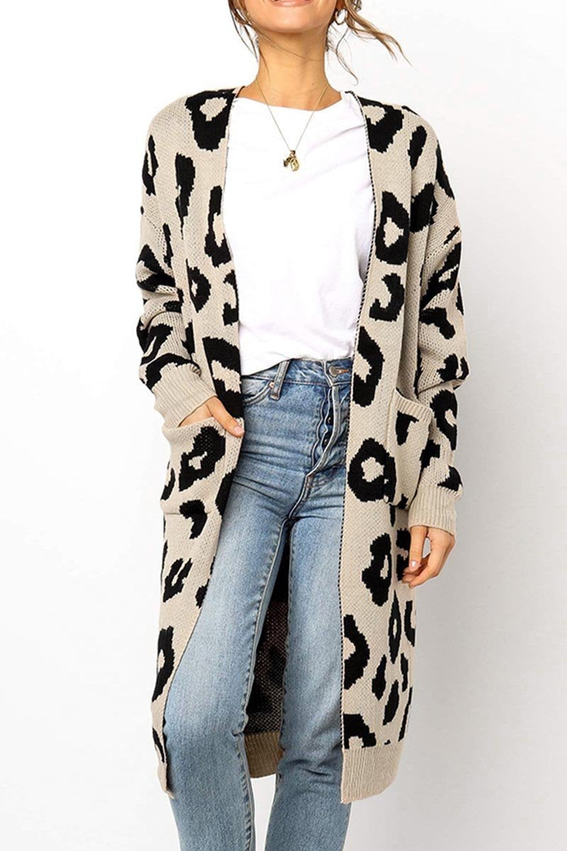 Omyke Leopard Print Sweet Comfy Cardigan Tops Sweater(3 Colors)