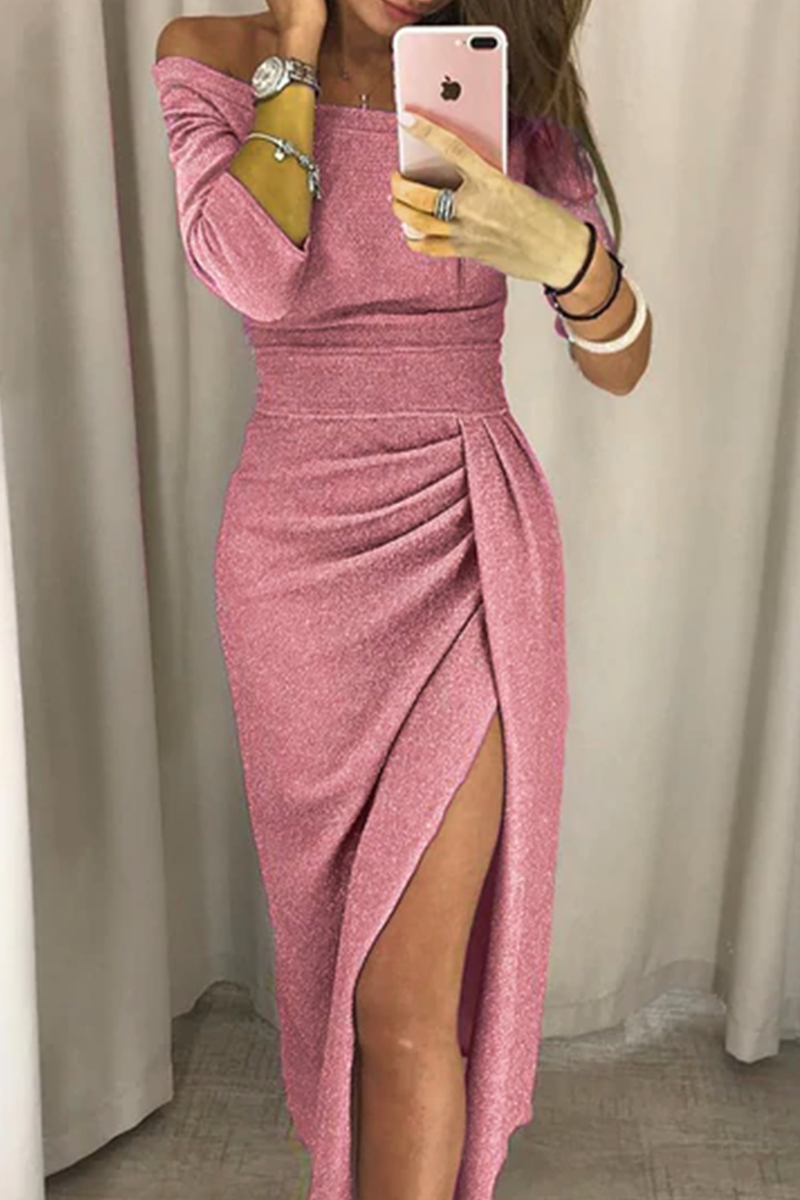 Florcoo Wrap Hip Slit Collar Maxi Dresses(5 Colors)