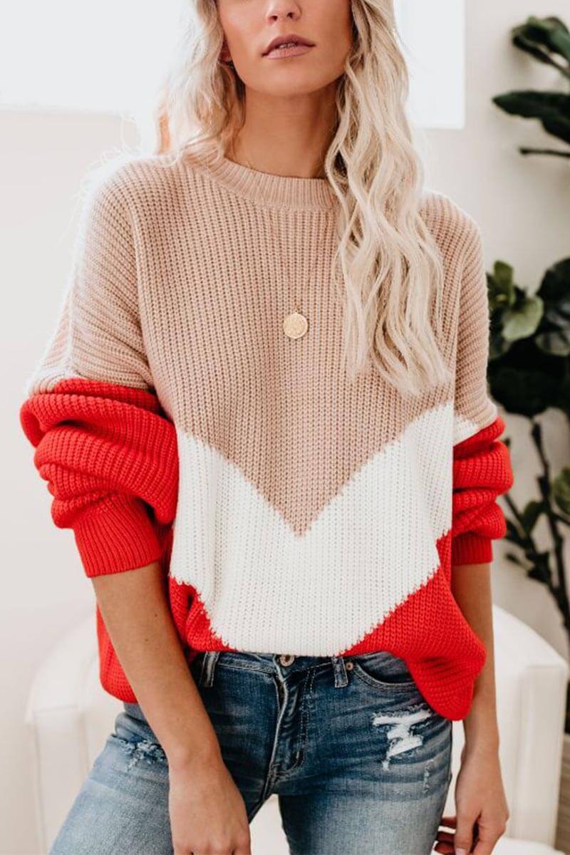 Omyke Comfy Loose Stitching Sweater(2 Colors)