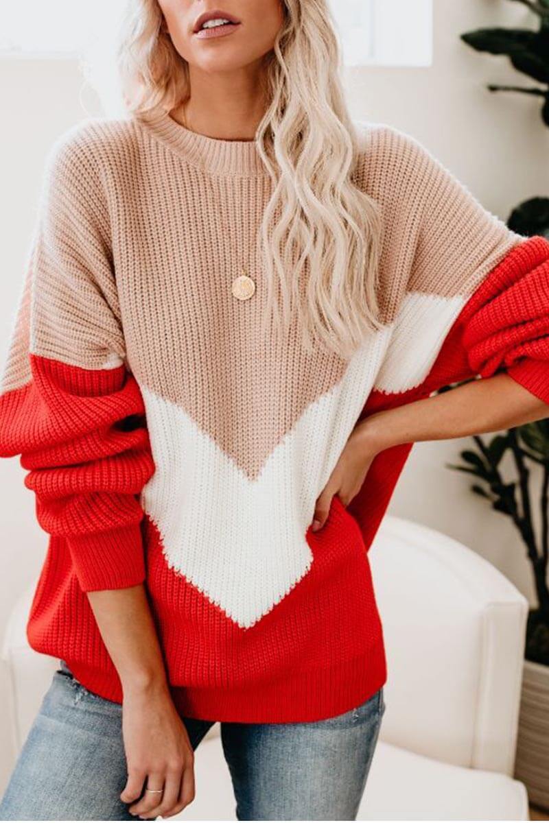 Omyke Comfy Loose Stitching Sweater(2 Colors)