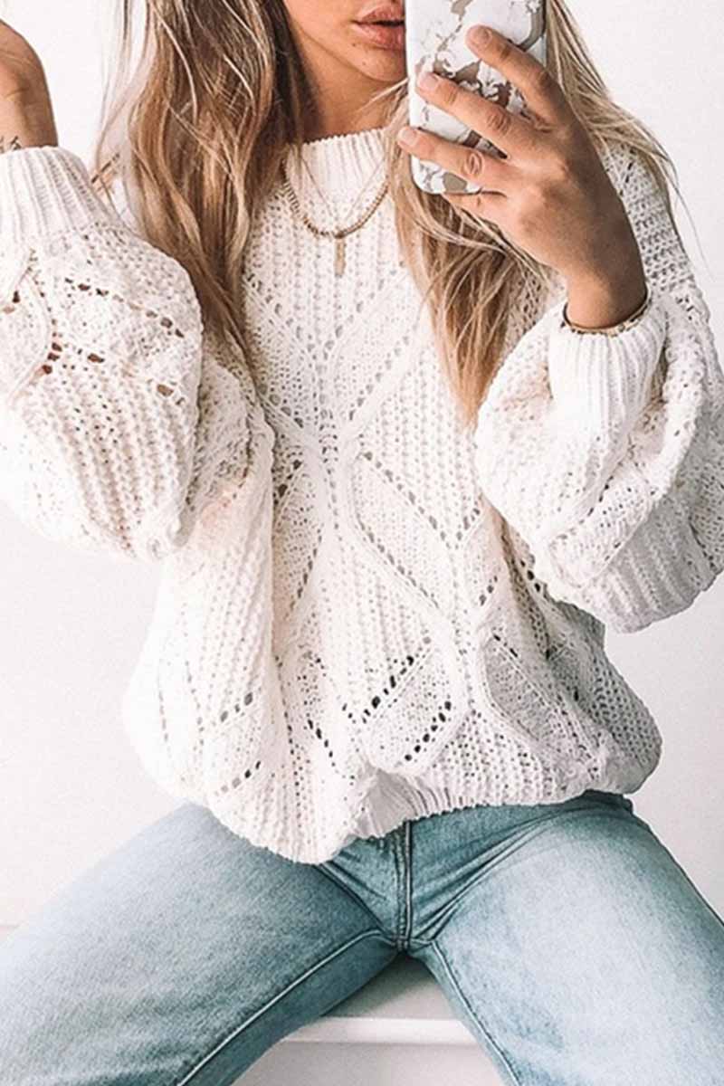 Omyke Loose Round Neck Knitted Sweater(5 Colors)